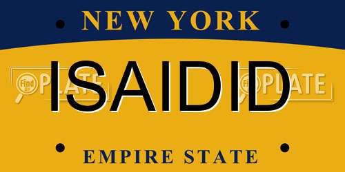 ISAIDID New York License Plate