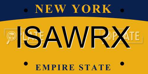 ISAWRX New York License Plate