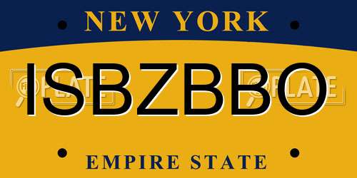 ISBZBBO New York License Plate