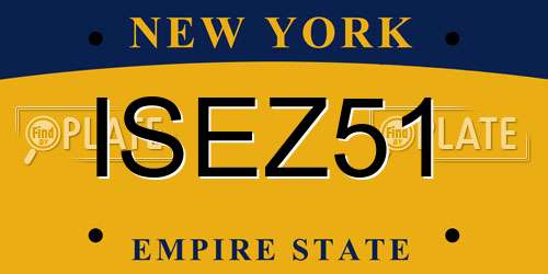 ISEZ51 New York License Plate