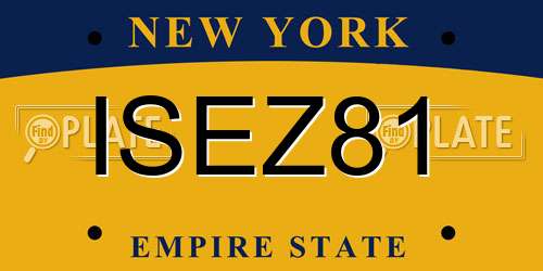 ISEZ81 New York License Plate