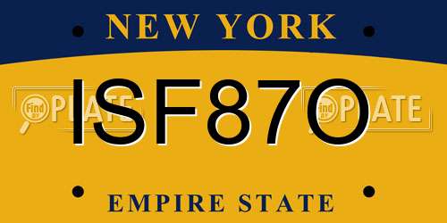 ISF87O New York License Plate