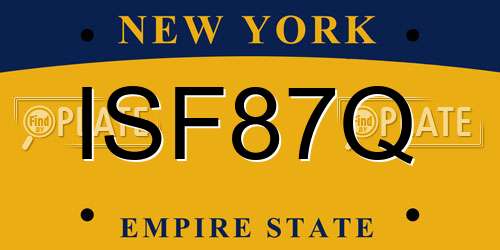ISF87Q New York License Plate