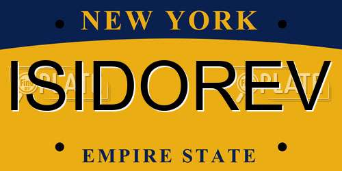 ISIDOREV New York License Plate