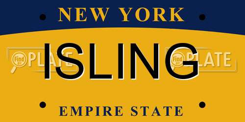 ISLING New York License Plate