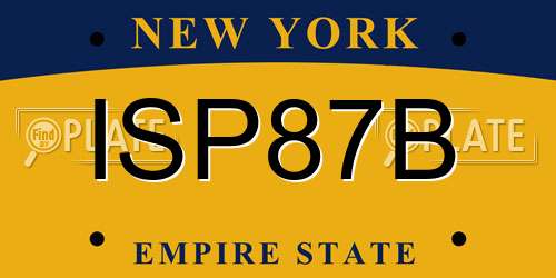 ISP87B New York License Plate