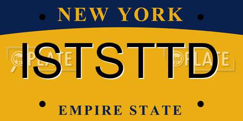 ISTSTTD New York License Plate