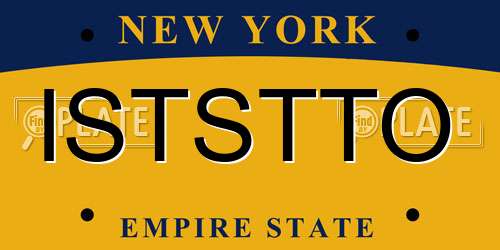 ISTSTTO New York License Plate