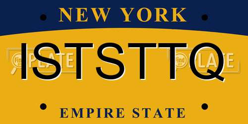 ISTSTTQ New York License Plate