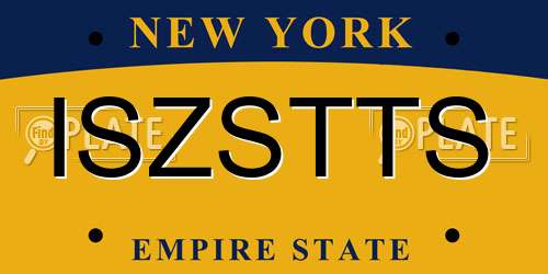 ISZSTTS New York License Plate