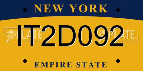 IT2D092 New York License Plate
