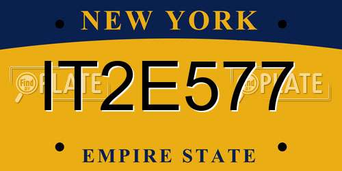 IT2E577 New York License Plate