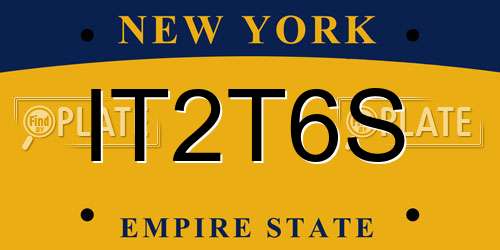 IT2T6S New York License Plate