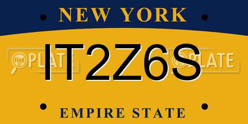 IT2Z6S New York License Plate