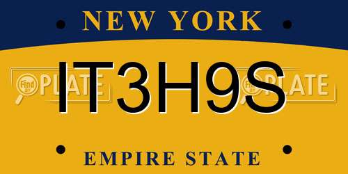 IT3H9S New York License Plate