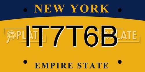 IT7T6B New York License Plate