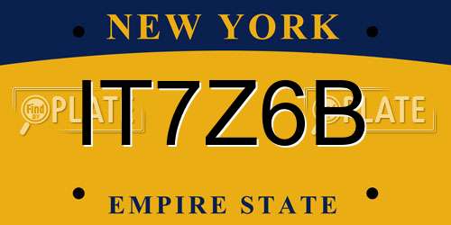 IT7Z6B New York License Plate