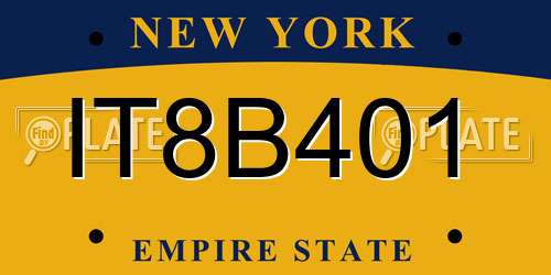 IT8B401 New York License Plate