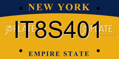IT8S401 New York License Plate