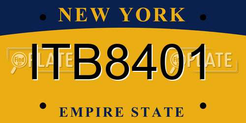 ITB8401 New York License Plate