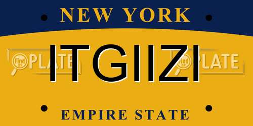 ITGIIZI New York License Plate