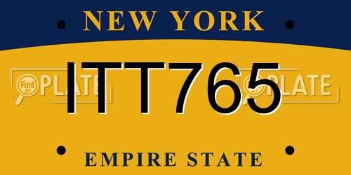 ITT765 New York License Plate
