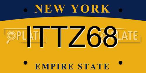 ITTZ68 New York License Plate