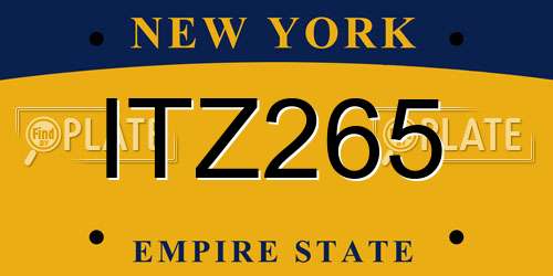 ITZ265 New York License Plate