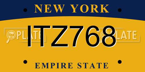 ITZ768 New York License Plate