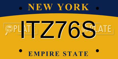 ITZ76S New York License Plate