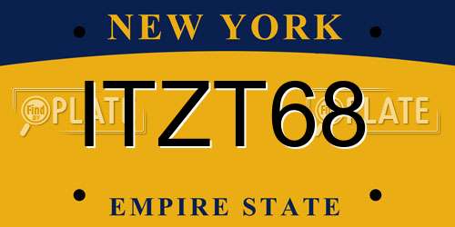 ITZT68 New York License Plate