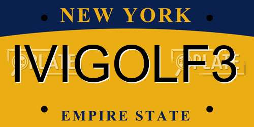 IVIGOLF3 New York License Plate