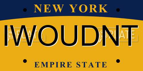 IWOUDNT New York License Plate
