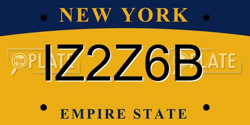 IZ2Z6B New York License Plate