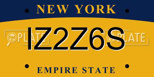 IZ2Z6S New York License Plate