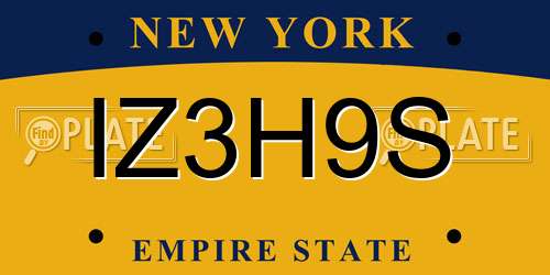IZ3H9S New York License Plate