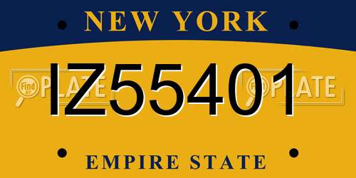 IZ55401 New York License Plate