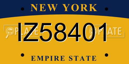 IZ58401 New York License Plate