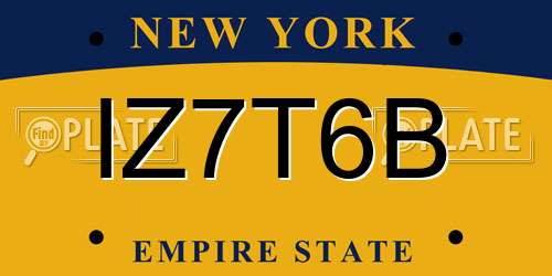 IZ7T6B New York License Plate