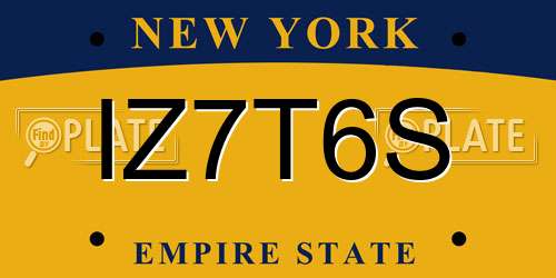 IZ7T6S New York License Plate