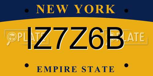 IZ7Z6B New York License Plate