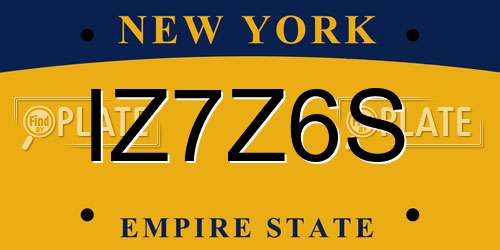 IZ7Z6S New York License Plate