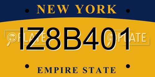 IZ8B401 New York License Plate