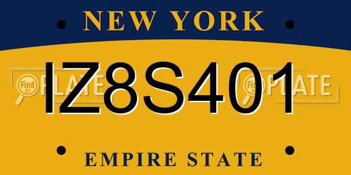 IZ8S401 New York License Plate