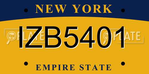 IZB5401 New York License Plate