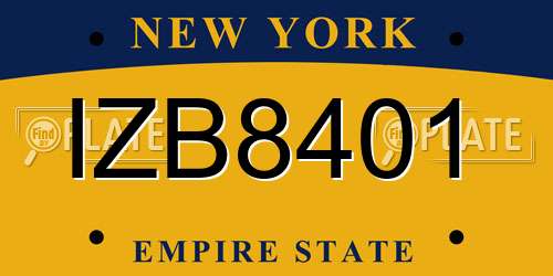 IZB8401 New York License Plate