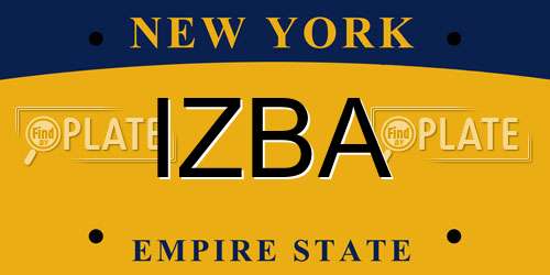 IZBA New York License Plate