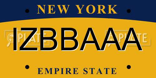 IZBBAAA New York License Plate