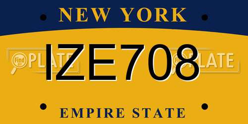 IZE708 New York License Plate