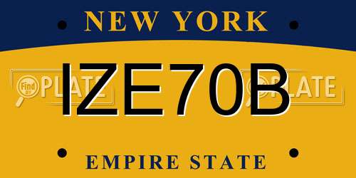 IZE70B New York License Plate